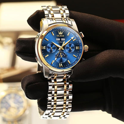 Mens Watch Automatic Mechanical Tourbillon Self Winding Luxury Stainless Steel Waterproof Luminous Date Wrist Watch