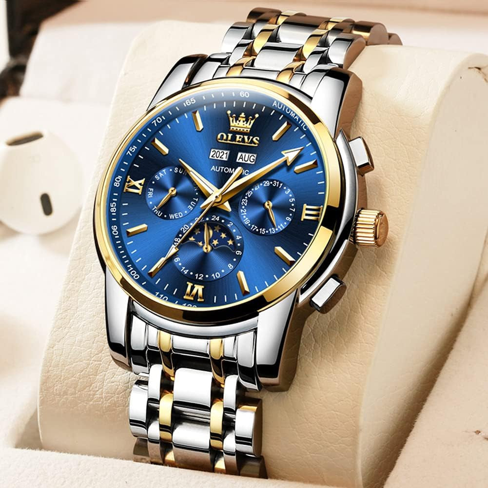 Mens Watch Automatic Mechanical Tourbillon Self Winding Luxury Stainless Steel Waterproof Luminous Date Wrist Watch