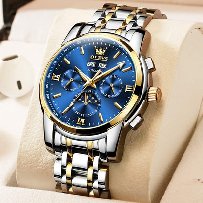 Mens Watch Automatic Mechanical Tourbillon Self Winding Luxury Stainless Steel Waterproof Luminous Date Wrist Watch