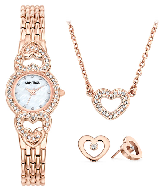 Women'S Rose Gold-Tone Watch and Jewelry Set