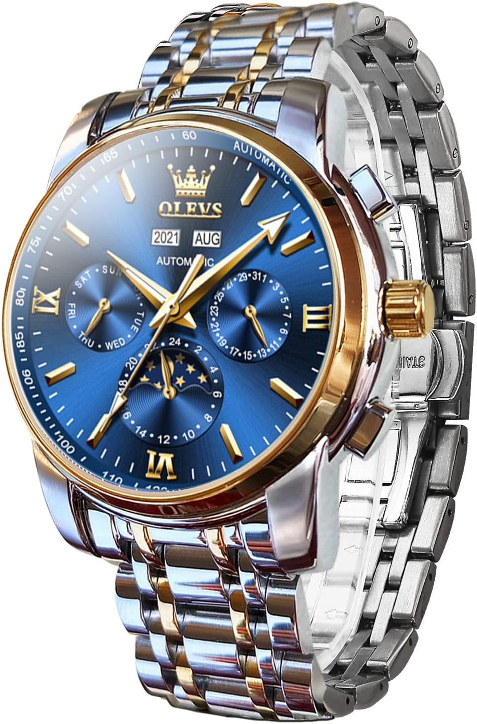 Mens Watch Automatic Mechanical Tourbillon Self Winding Luxury Stainless Steel Waterproof Luminous Date Wrist Watch